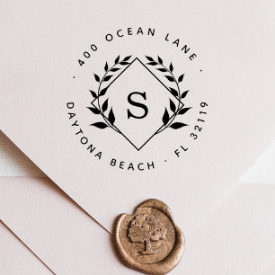 Classic Wedding Monogram Botanical Return Address Self-inking Stamp