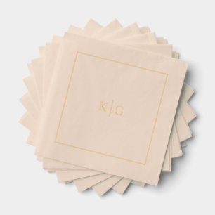 Classic Wedding Monogram Personalised Gold Frame Foil Napkins