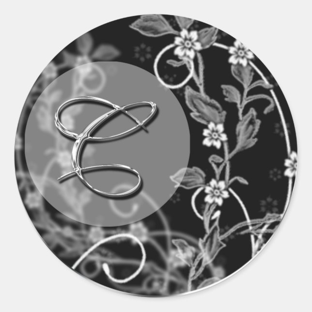 Classic Wedding Monogram Round Sticker (Front)