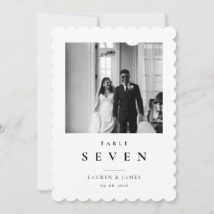 Classic Wedding Photo Scalloped Table Number Card