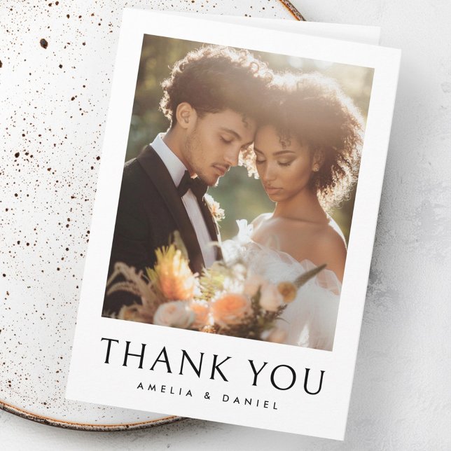Classic wedding photo white elegant folded thank you card (Classic wedding photo white elegant folded thank you card)
