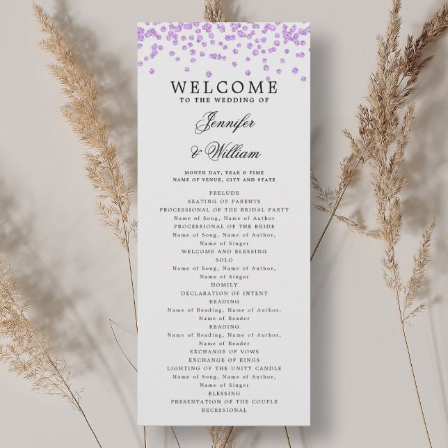 Classic Wedding Program Confetti Purple  (Classic Wedding Program Confetti Purple)