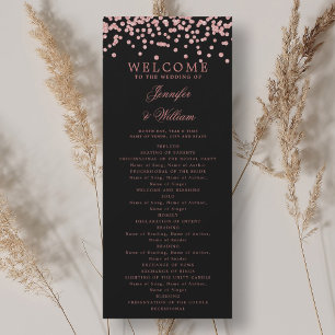 Classic Wedding Program Confetti Rose Gold Black