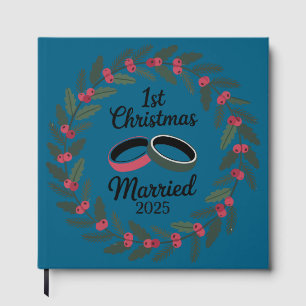 Classic Wedding Rings Wreath 1st Christmas Guest Book