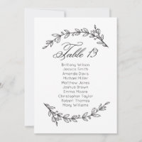 Classic wedding seating chart. Table plan 13
