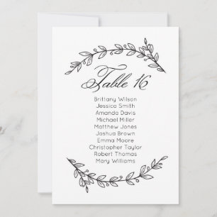 Classic wedding seating chart. Table plan 16 Invitation