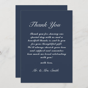 Classic Wedding Thank You Card Navy Blue