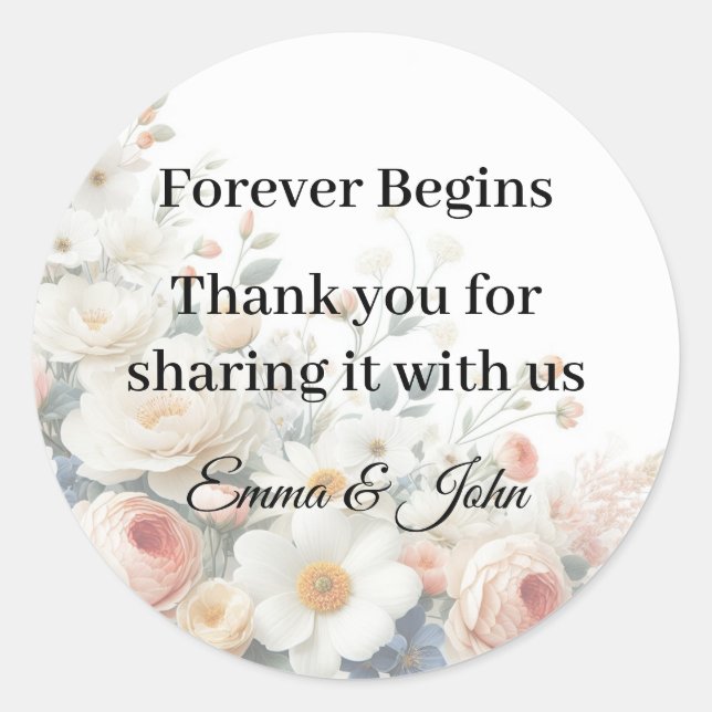 Classic Wedding Thank You Sticker – Minimal Script (Front)
