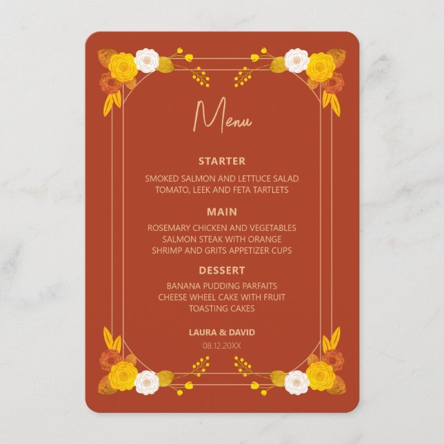 Classic Wedding Theme  Menu (Front)