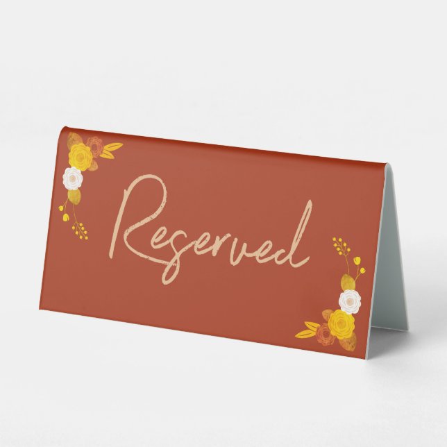 Classic Wedding Theme Reserved Table tent Sign  (Front)
