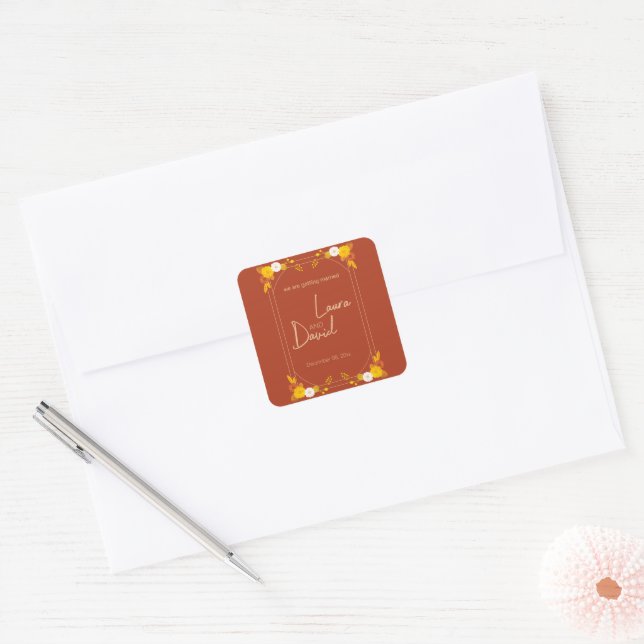 Classic Wedding Theme  Square Sticker (Envelope)