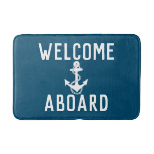 classic WELCOME ABOARD typography Bath Mat
