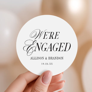 Classic We're Engaged Engagement Party Favors Classic Round Sticker