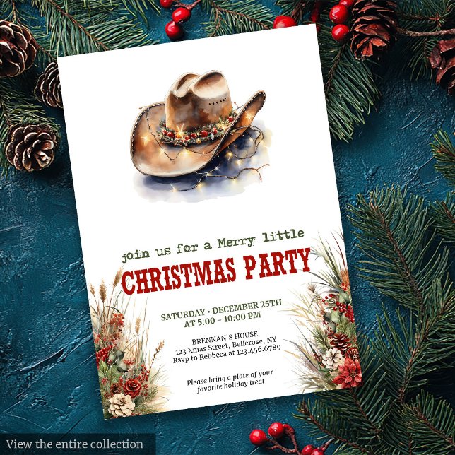 Classic Western Christmas party editable invites (Classic Western Christmas party editable invitation

)