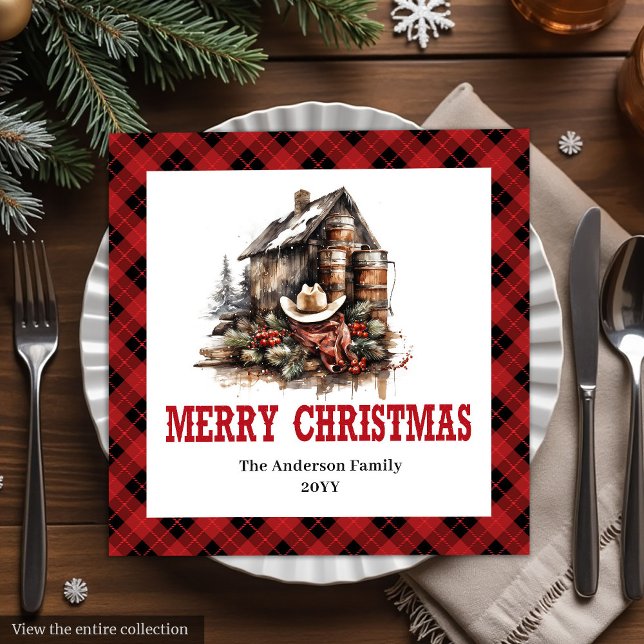 Classic Western Christmas Plaid Paper Napkins (Classic Western Christmas Plaid Paper Napkins)