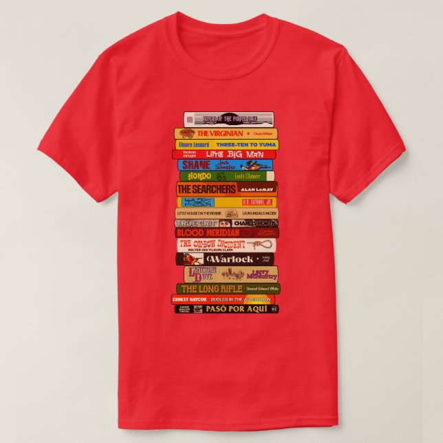 Classic Westerns Books Stack T-Shirt (Design Front)