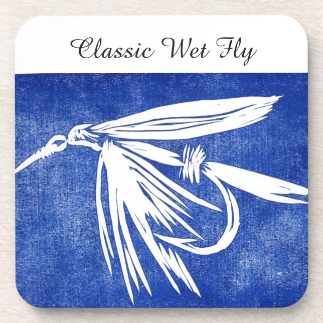"Classic Wet Fly - Blue" Trout Fly Coaster (Front)
