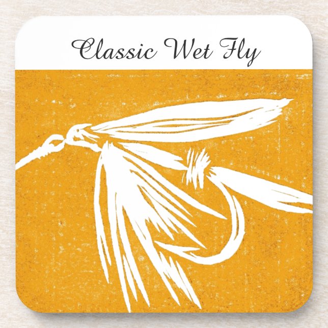 "Classic Wet Fly - Golden" Trout Fly Coaster (Front)