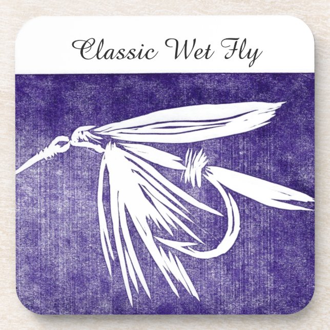 "Classic Wet Fly - Purple" Trout Fly Coaster (Front)