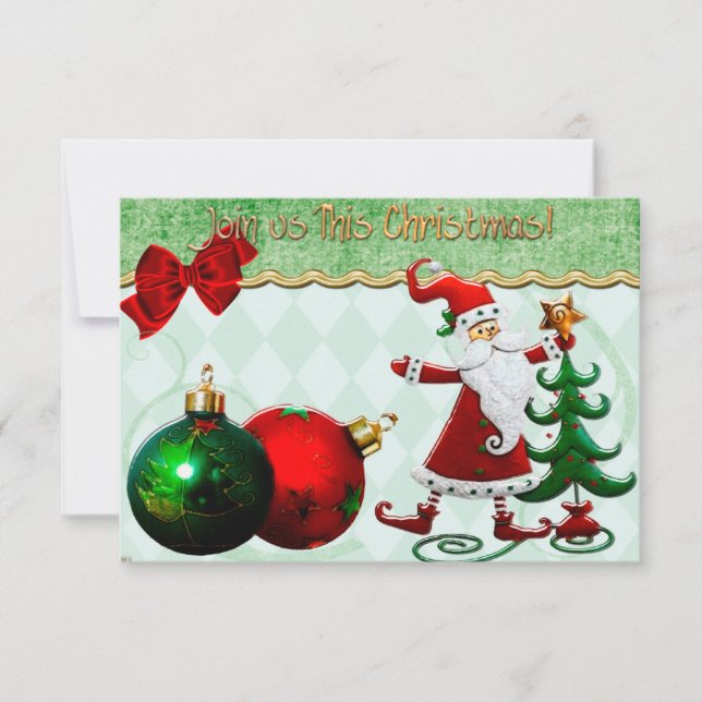 Classic Whimsey Christmas Dinner Invite (Front)