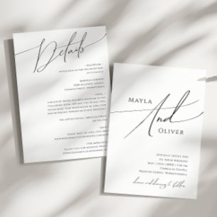 Classic Whimsical Script All In One Wedding Invitation