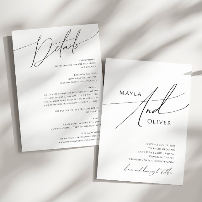 Classic Whimsical Script All In One Wedding Invitation (Creator Uploaded)