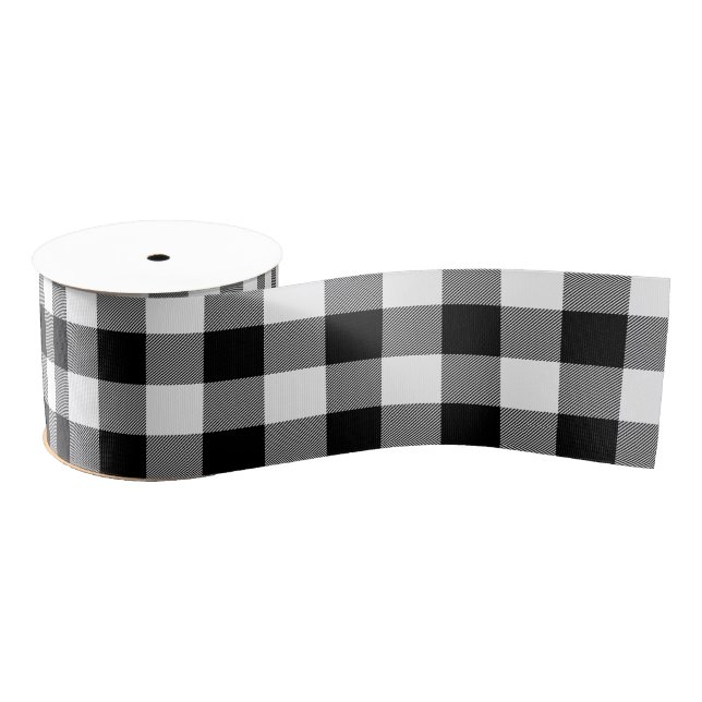 Classic White and Black Buffalo Check Grosgrain Ribbon (Spool)