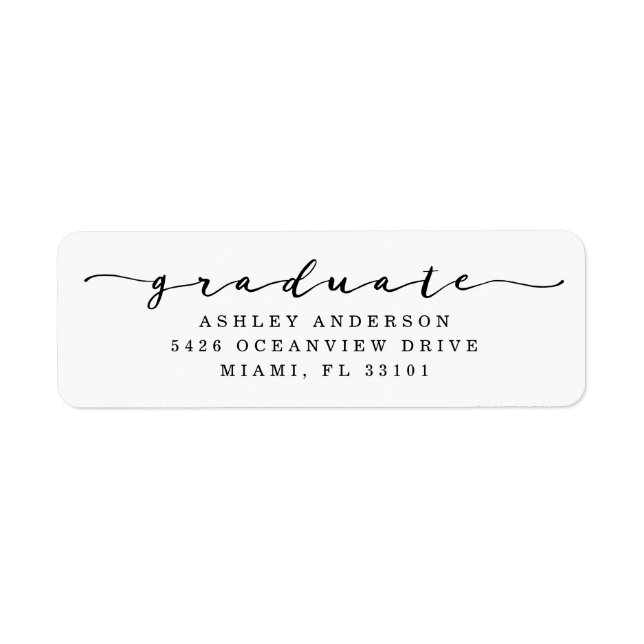 Classic White and Black Graduation Address Labels (Front)