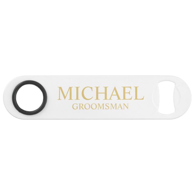 Classic White and Gold Personalised Groomsman (Front (Horizontal))