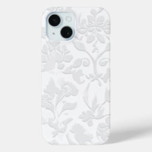 Classic White Baroque Floral Embossed Phone Case