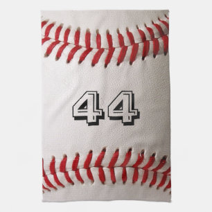 Classic White Baseball with Custom Jersey Number Tea Towel
