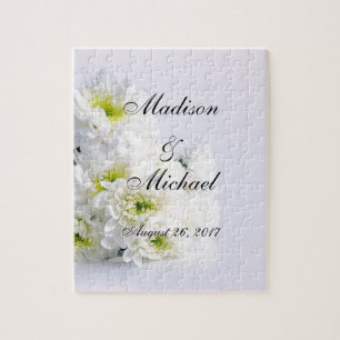 Classic White Bouquet on Wedding White Background Jigsaw Puzzle