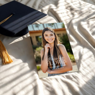Classic White Calligraphy Graduation  Invitation