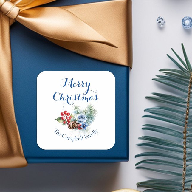 Classic White Christmas Decoration Square Sticker (Creator Uploaded)