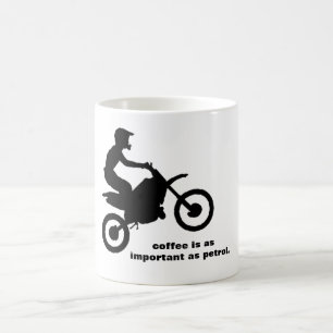 Classic White Coffee Mug Dirt Bike