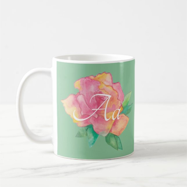 Classic white coffee mug "Pink Flower" (Left)