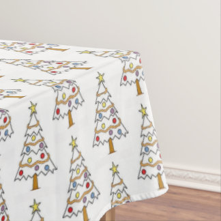Classic White Colourful Christmas Tree Tablecloth