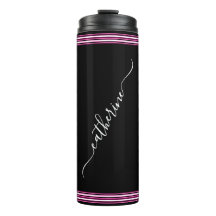 Classic White Cursive Script Name Hot Pink Black
