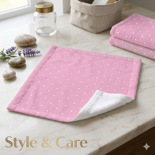 Classic White Dots on Light Pink Wash Cloth Design