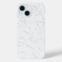 Classic White Floral Embossed Phone Case