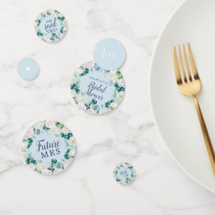 Classic White Flowers Blue Bridal Shower Confetti