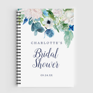 Classic White Flowers Bridal Shower Gift List Notebook