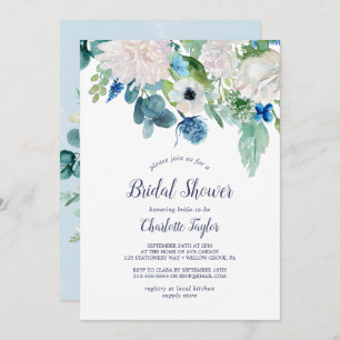 Classic White Flowers Bridal Shower Invitation