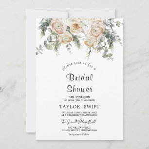 Classic White Flowers Bridal Shower Invitation