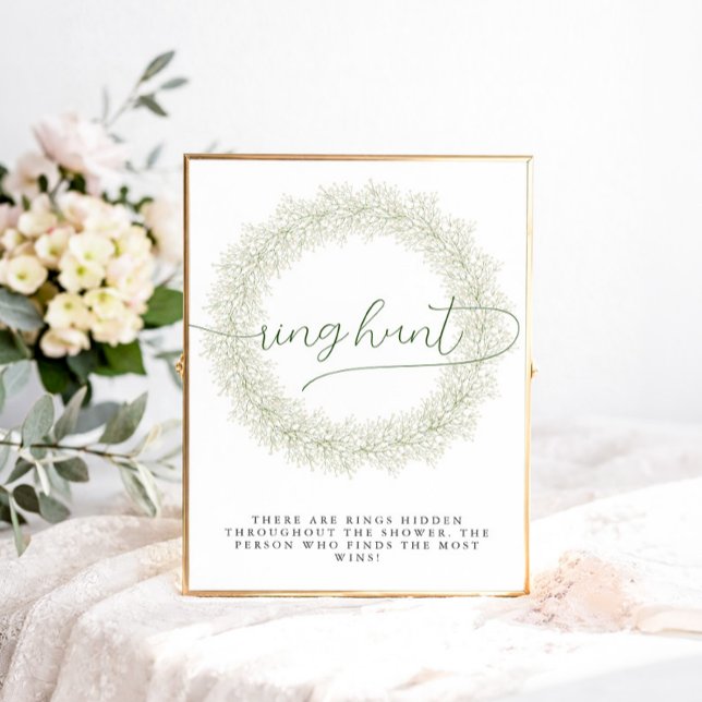 Classic White Flowers Bridal Shower Ring Hunt Poster (Creator Uploaded)