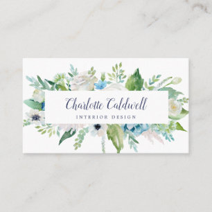 Classic White Flowers Business Card