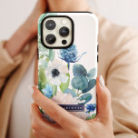 Classic White Flowers Custom Name iPhone X Case<br><div class="desc">This classic white flowers custom name phone case is the perfect gift for her. The elegant floral design features soft ivory and anemones and peonies with touches of periwinkle blue watercolor flowers and green foliage. Personalise the case with her first or last name.</div>
