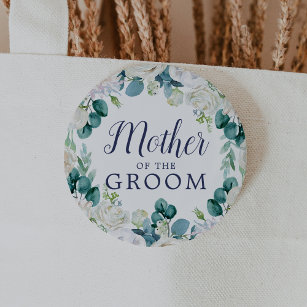 Classic White Flowers Mother of the Groom 6 Cm Round Badge
