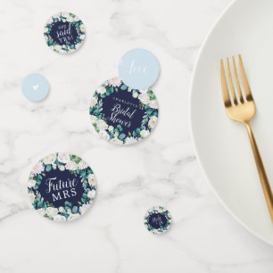 Classic White Flowers Navy Bridal Shower Table Confetti