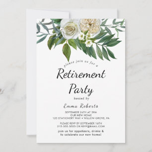 Classic White Flowers Retirement Party Invitation